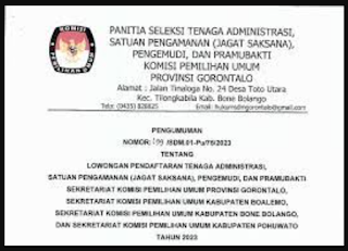 Lowongan Pendaftaran Tenaga Administrasi, Satuan Pengamanan (Jagat Saksana), Pengemudi, dan Pramubakti