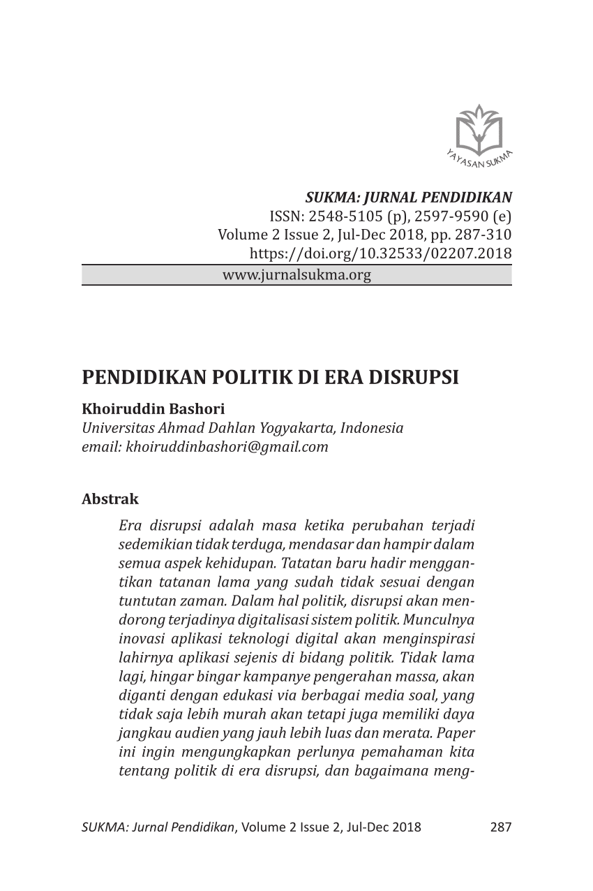 PDF) Pendidikan Politik di Era Disrupsi
